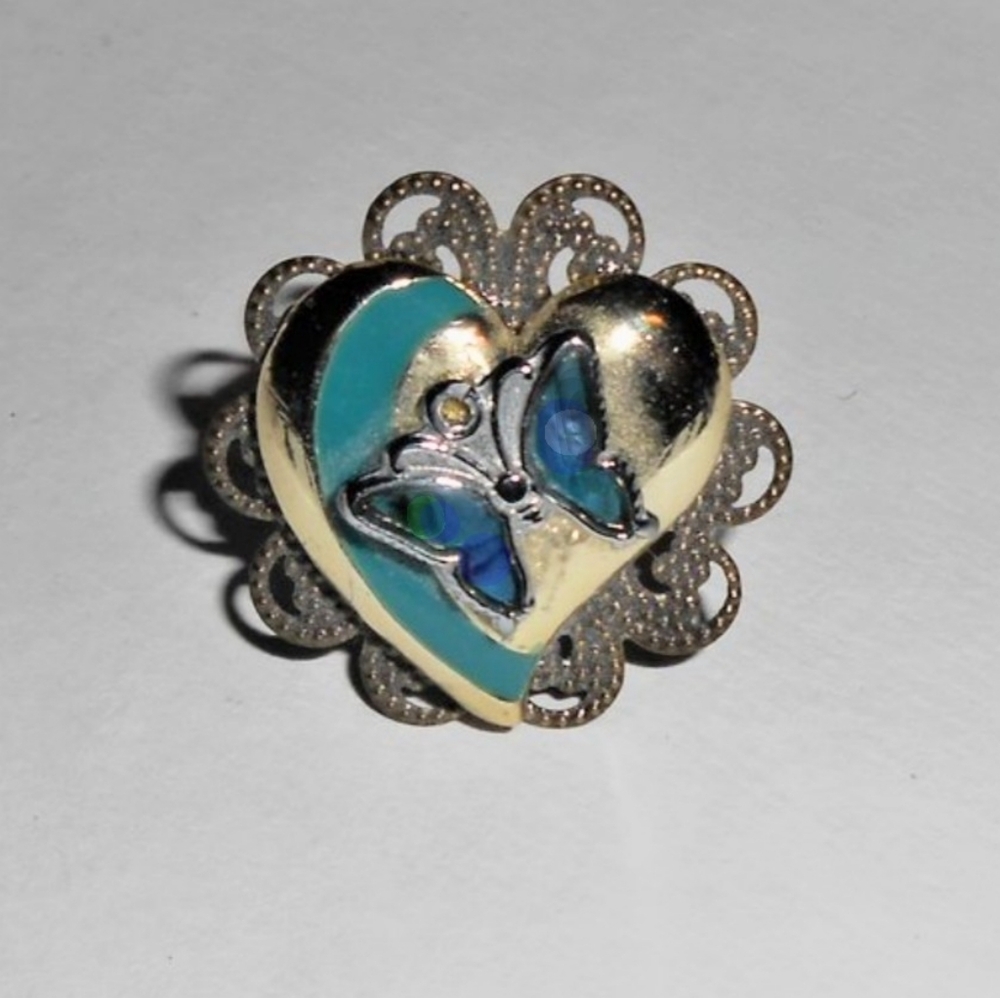 Abalone Heart & Butterfly Ring